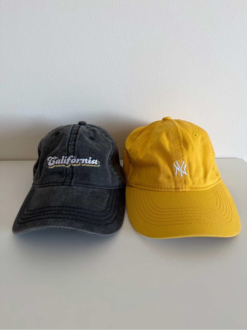 California Embroidered Black Cap & Yellow NY Logo Hats